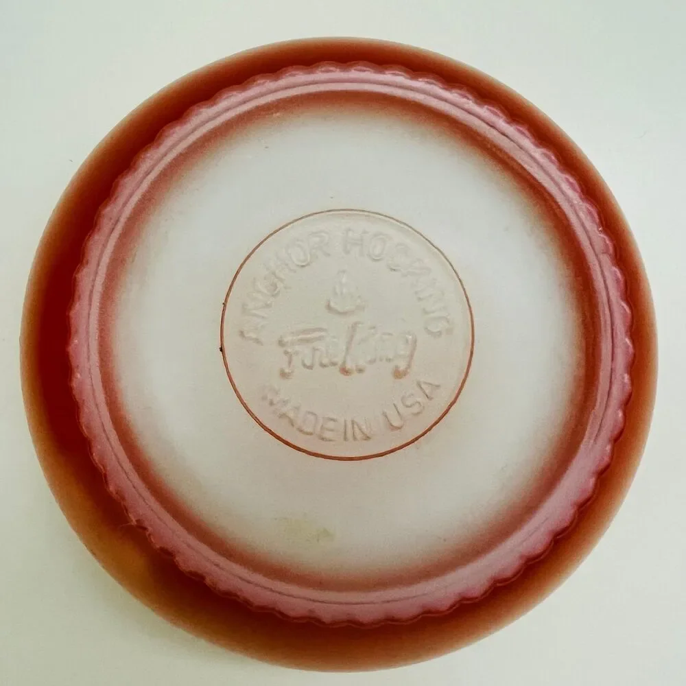 ANCHOR HOCKING Fire King Red Orange Ombré Milk Glass Footed Soup Bowls
